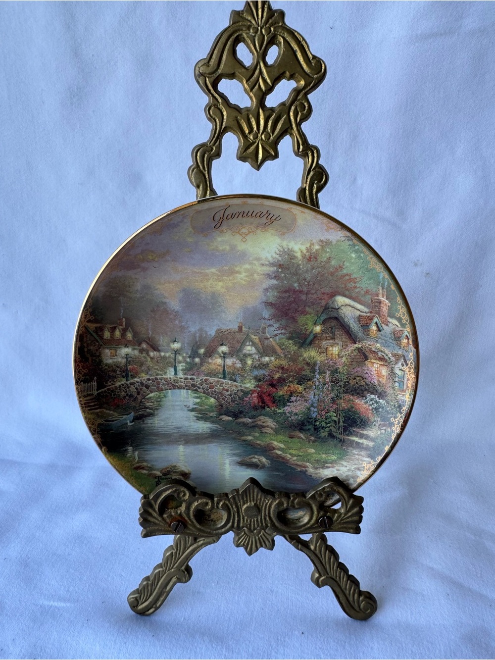 Thomas Kinkade/ Bradford Exchange January Lamplight Bridge